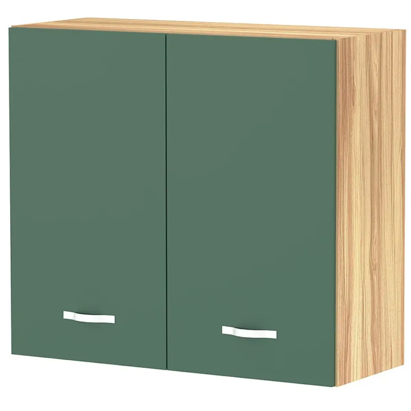 Economico Pensile da Cucina Scolapiatti Sistema Raccogli Gocce Mobile Colore Verde e Legno