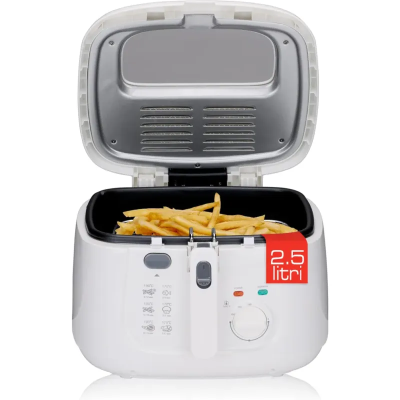 Popolare Friggitrice 2.5 Litri con Termostato Regolabile 1800W con Maniglia Pieghevole