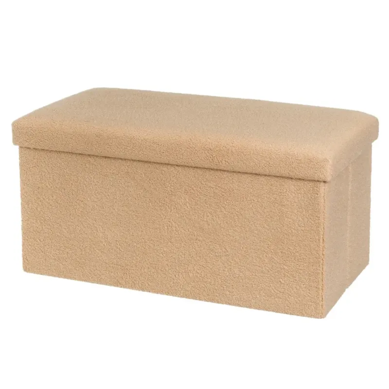 Pouf Baule Contenitore Cassapanca Pieghevole Beige Poggiapiedi 76x38x38 cm Compra Oggi Stesso