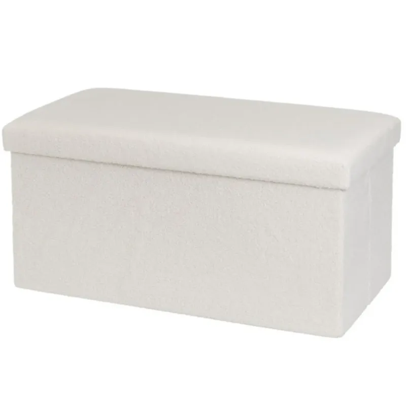Occasione Pouf Baule Contenitore Cassapanca Pieghevole Ecru Poggiapiedi 76x38x38 cm