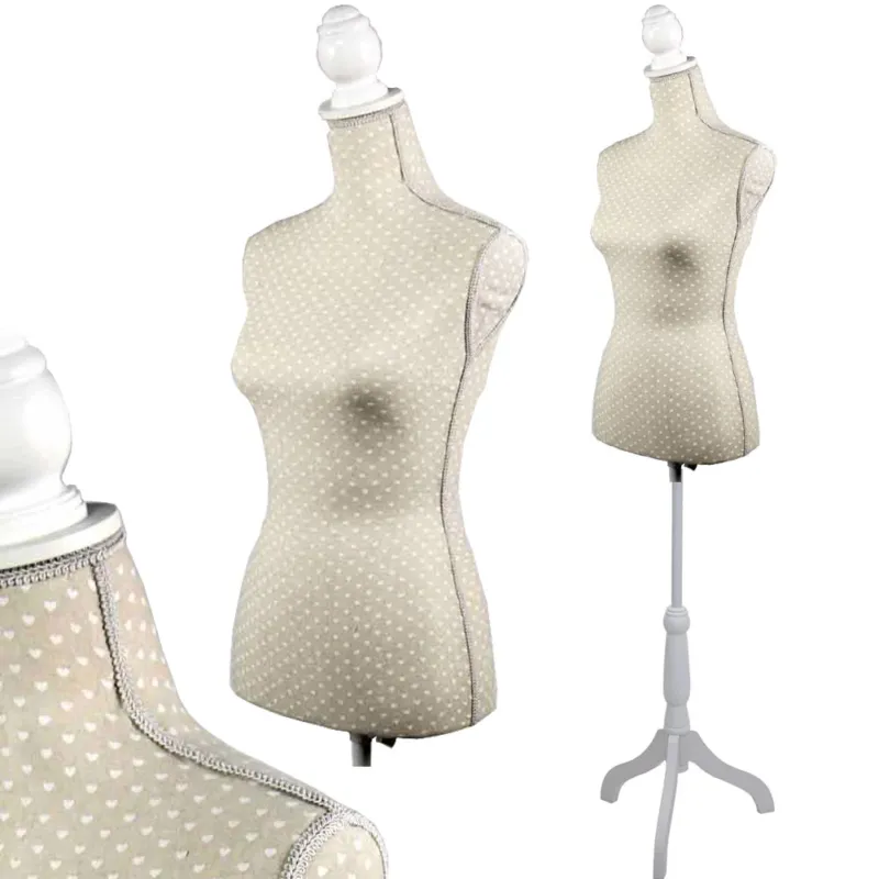 Manichino Busto Sartoriale Tailleur Donna Beige Sartoria in Legno Bianco 42x170cm Non Perdere