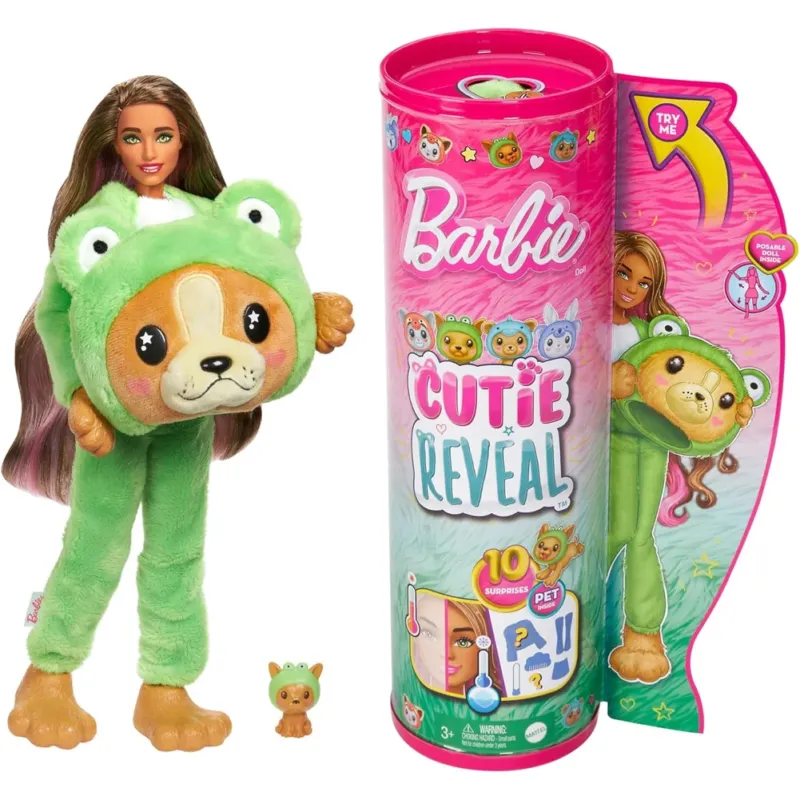Consegna Rapida Barbie Cutie Reveal Bambola con Costume di Peluche da Cagnolino-Rana Idea Regalo