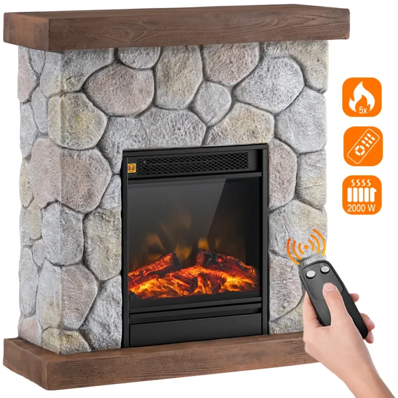Camino Elettrico Cortina con Fiamma Realistica Caminetto Riscaldamento 2000 W Promozione