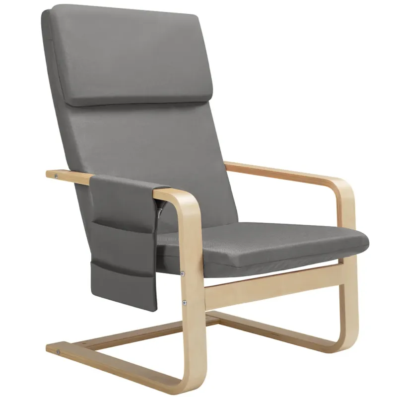 Promo Stagionale Sedia Poltrona Relax Ergonomica Rivestimento Cotone Grigio con Borsa 2 Scomparti