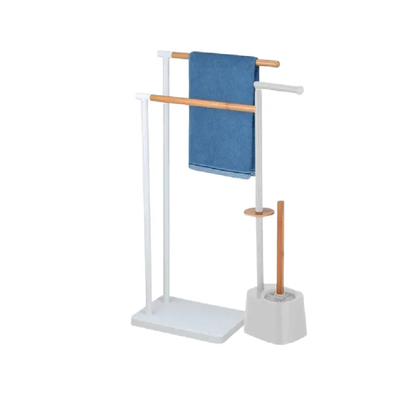 Set Piantana Bagno Doppio Braccio + Piantana Portascopino e Carta Bianco e Legno Compra Adesso