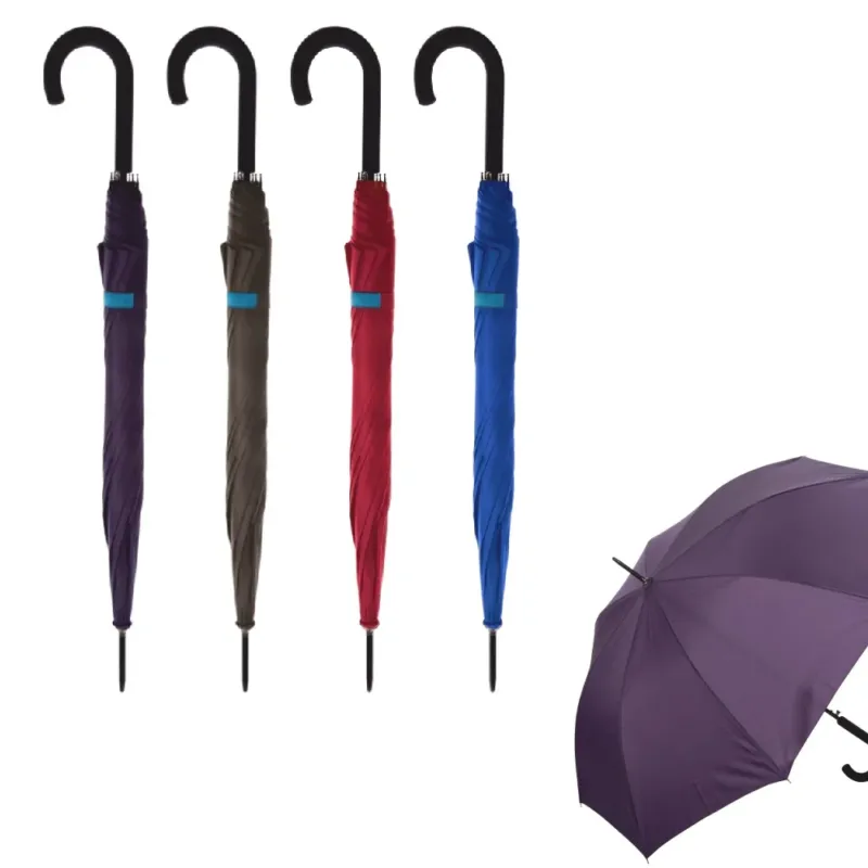 Novità Set Ombrelli 4pz Grandi Automatici 8 Stecche in Fibra Antivento Colori Assortiti