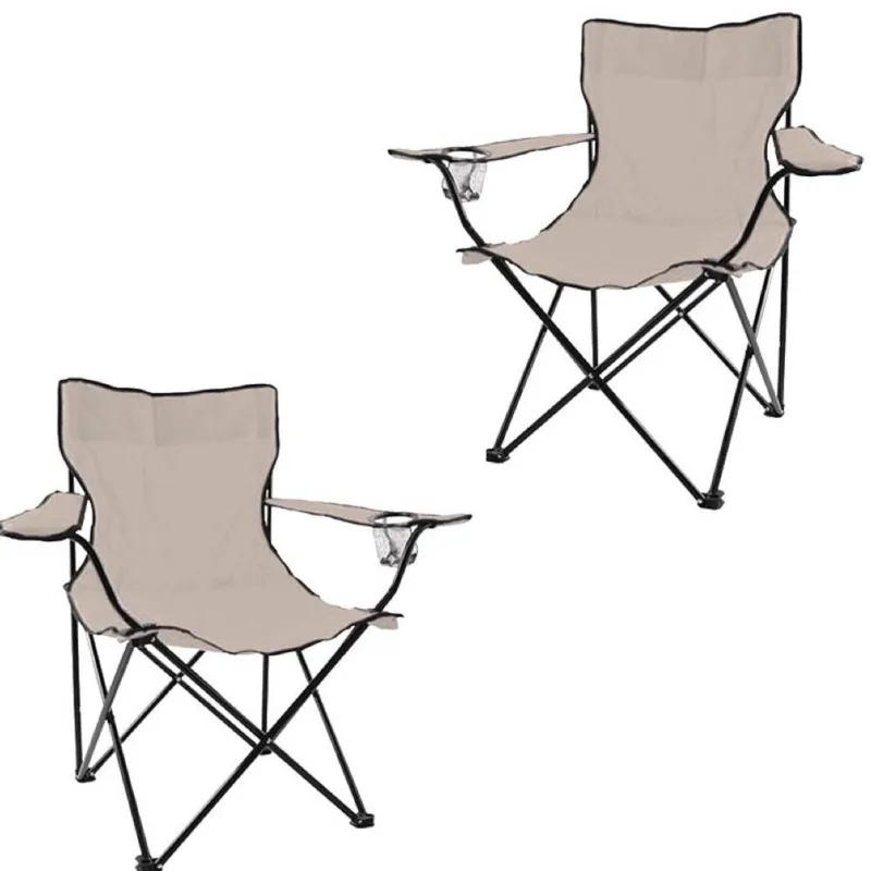 Prezzo Conveniente Kit 2pz Sedie Campeggio Camping Pieghevole con Telo Oxford Sacca Maniglia Beige