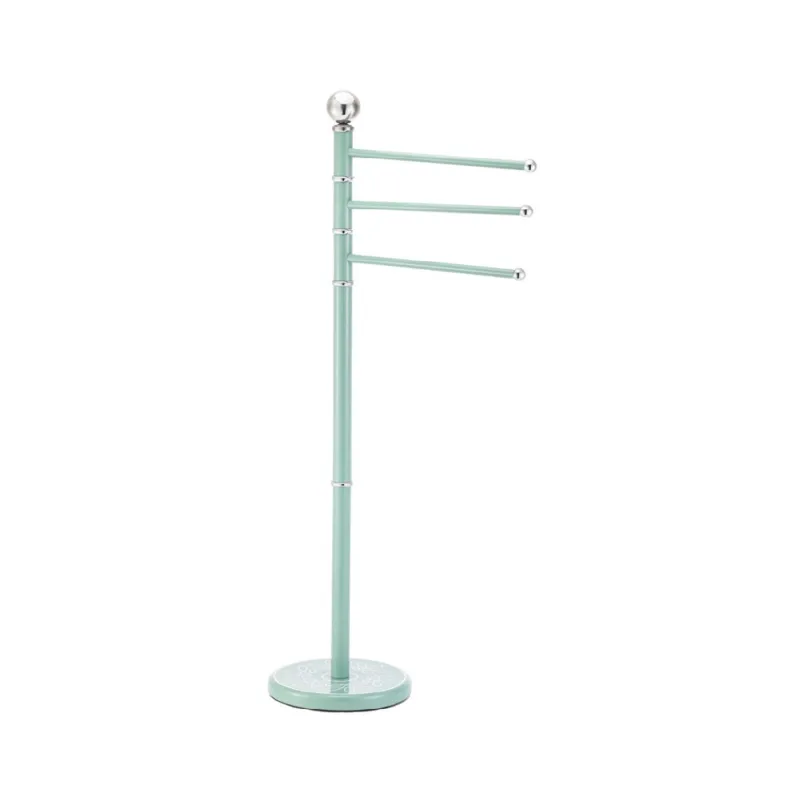 Consegna Rapida Piantana Porta Asciugamani Bagno Acciaio Smaltato Base Decorata 3Braccia Verde