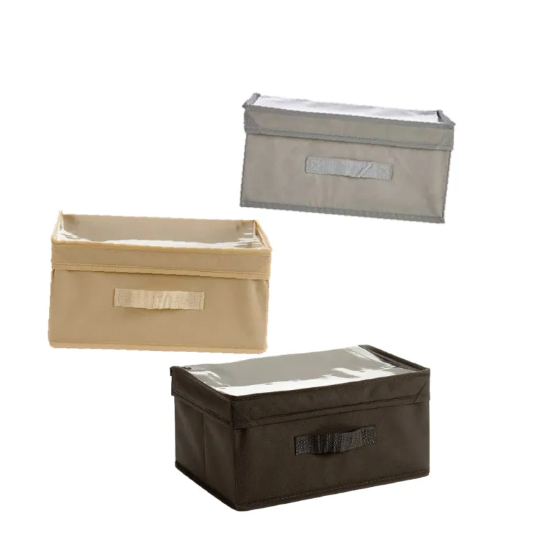 Spedito Oggi Kit 3 Scatole in TNT e PVC Contenitore Salvaspazio Colori Assortiti con Manici