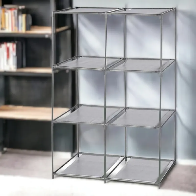 Scaffale Porta Oggetti in Metallo 6 Cubi per Cameretta Ufficio Ingresso Grigio Prezzo Ridotto