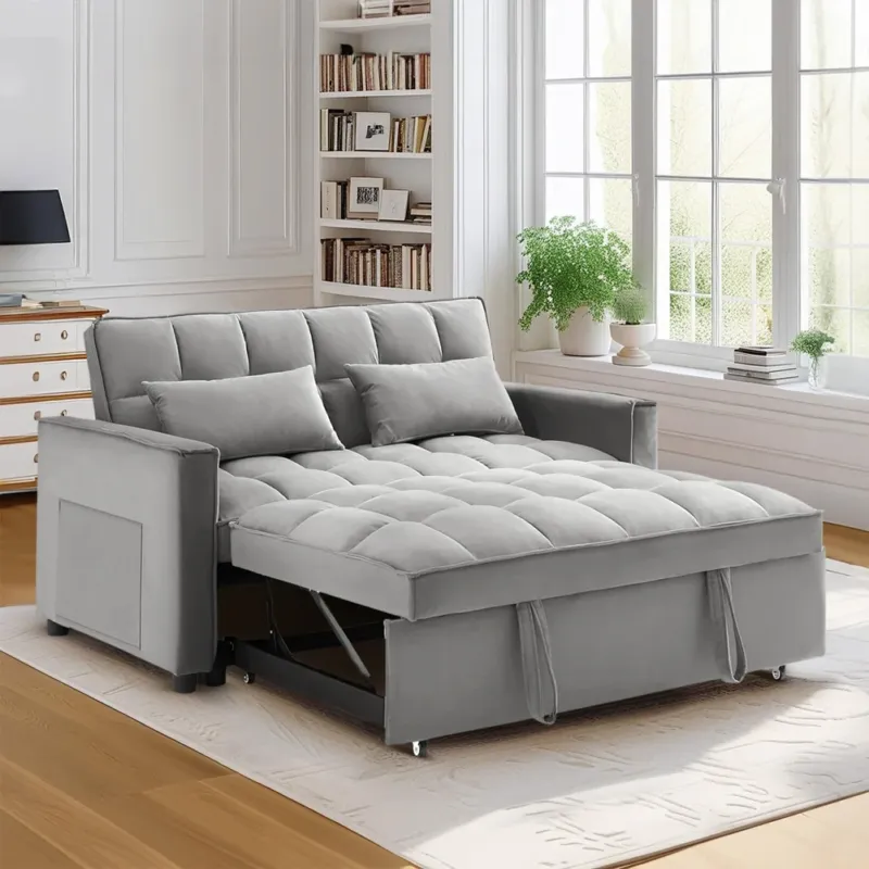 Occasione Imperdibile Divano Letto Apribile Reclinabile 3 Posizioni con Rivestimento in Velluto Grigio