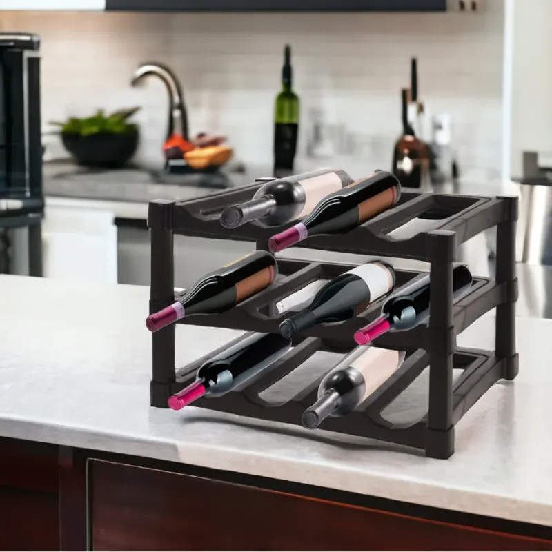 Consegna Rapida Stand Cantinetta Porta bottiglie 12 Posti Impilabile Moderno 39x30x28cm Nero