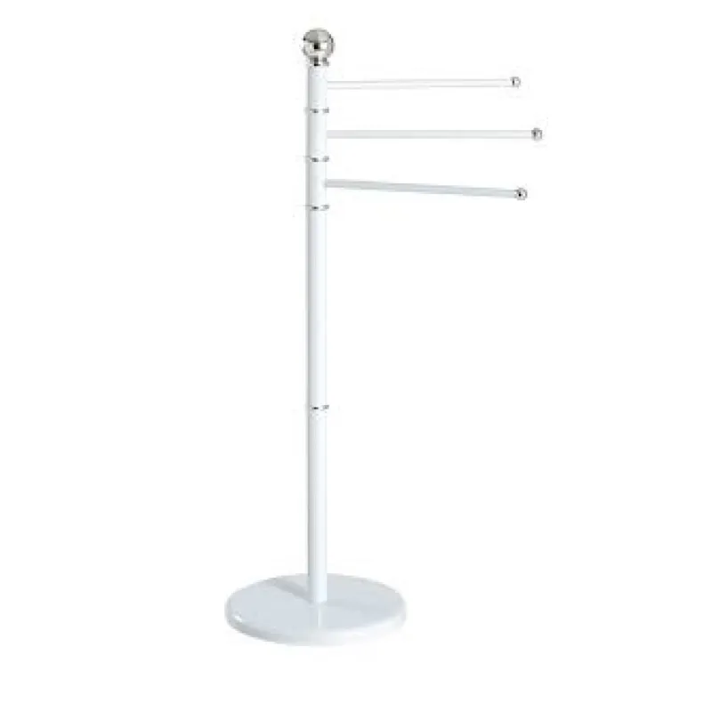 Piantana Bagno 3 Braccia Porta Asciugamani in Acciaio Smaltato Base Tonda Bianco Ordina Subito