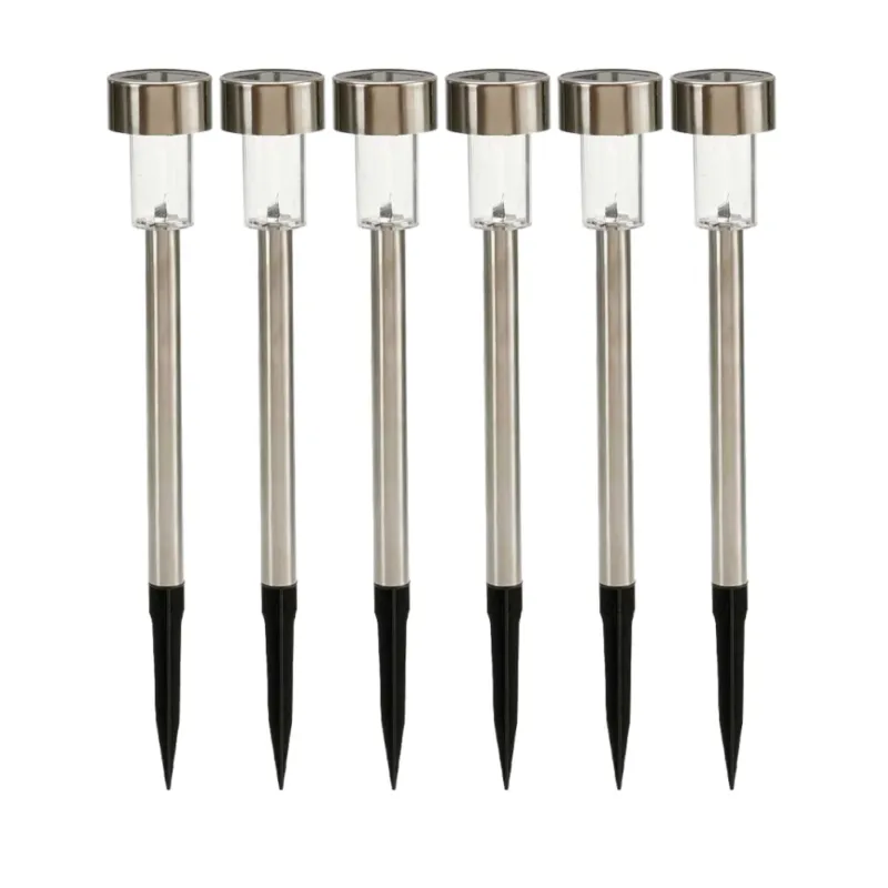 Prezzo Di Fabbrica 6 Lampade Solari da Giardino in Acciaio Impermeabili Ricaricabili Altezza 36cm