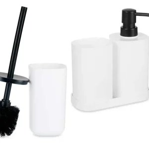 Set Accessori da Bagno Completo Kit 4 Pezzi in Polipropilene Colore Bianco Ultima Occasione