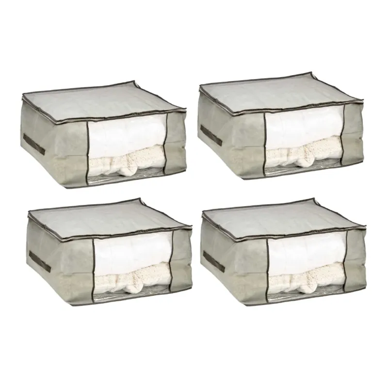 Compra Oggi Stesso Kit 4pz Contenitori Indumenti Scatole 60x45x30cm per Piumoni Organizer Armadio