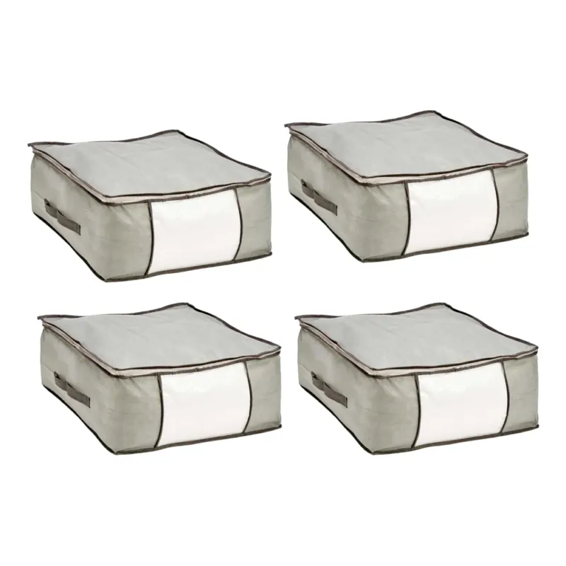 Kit 4pz Contenitori Indumenti Scatole 45x45x20cm per Piumoni Organizer Armadio Sconto