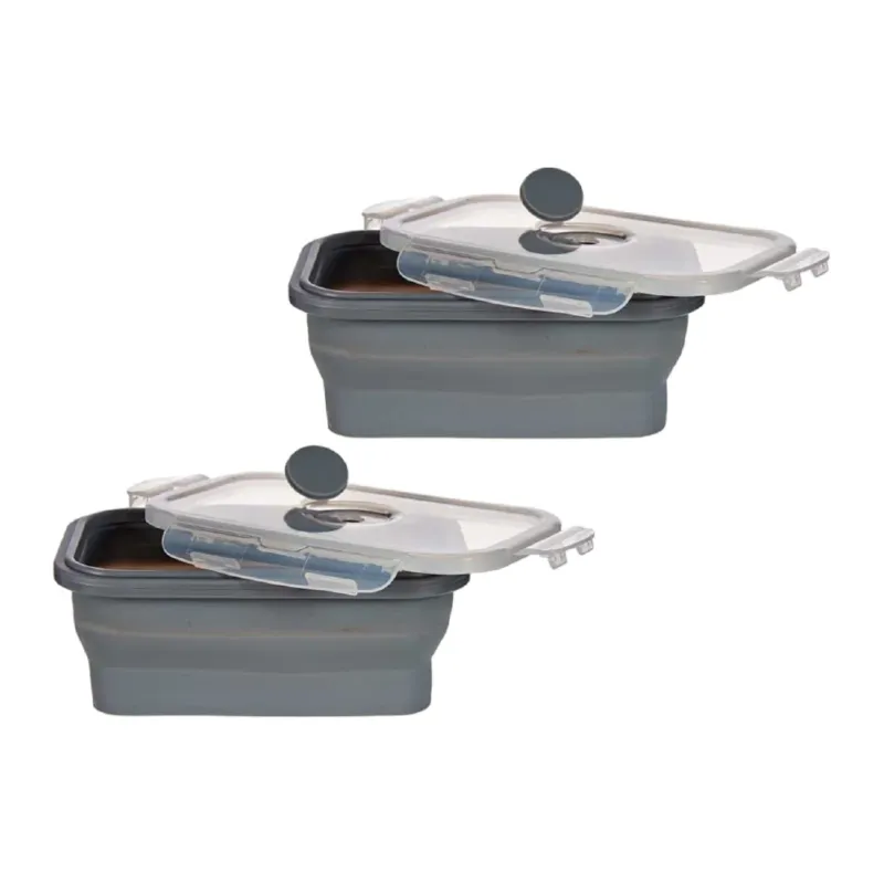 Ultimissimo Modello Set 2pz Contenitori Alimenti Porta Pranzo Silicone Salvaspazio Lunch Box 540ml