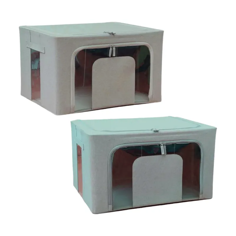 Scatole Portabiancheria 2pz 60x42x35cm Struttura Metallo Pieghevole Vari Colori Nuovo Arrivo