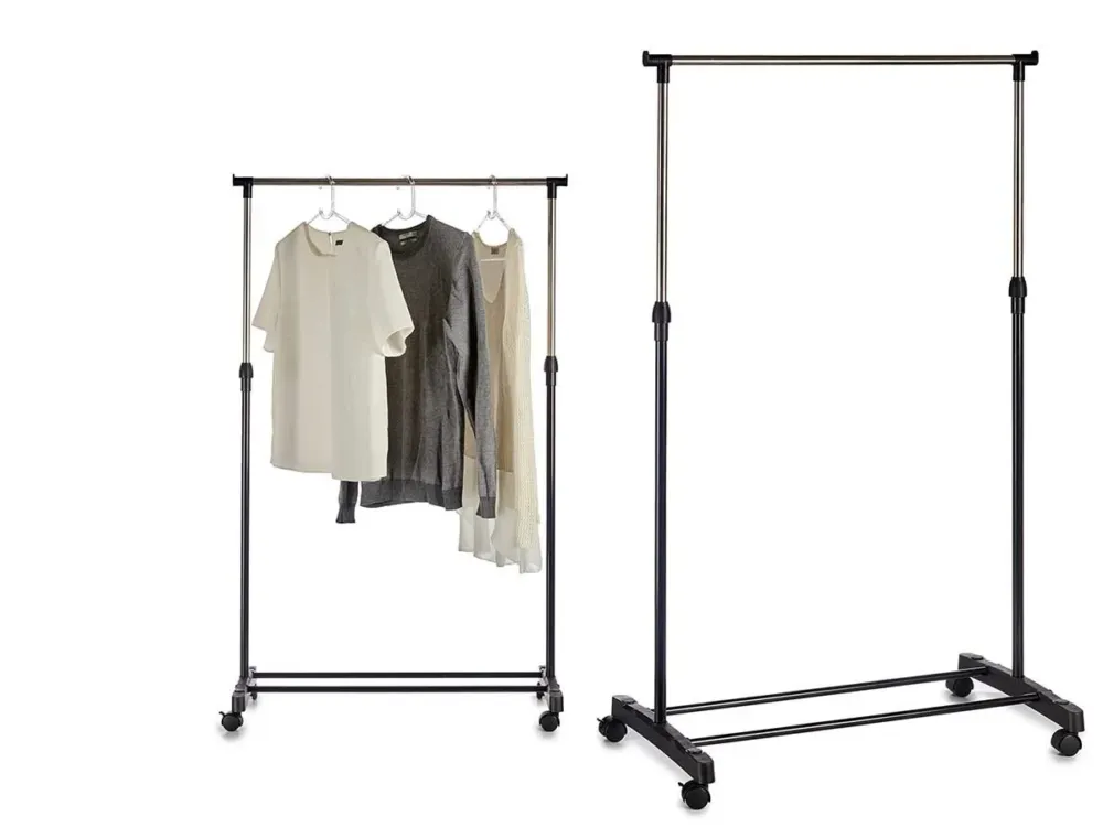 Esclusivo Stand Appendiabiti in Metallo Salvaspazio con Ruote Altezza Regolabile 90-160cm