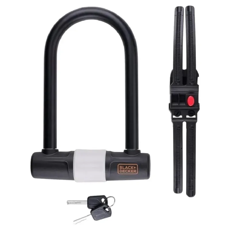 Promozione Esclusiva BLACK+DECKER Lucchetto a Leva Forma U per Bicicletta Scooter Moto con 3 Chiavi