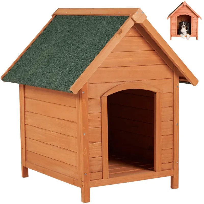 Offerta Cuccia in Legno per Cani 74 x 65 cm Casetta Rialzata Animali Domestici da Esterno