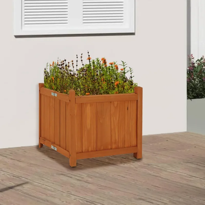 Fioriera in Legno Pieghevole Vaso per Fiori Piante da Esterno Giardino 38x38x35cm Prezzo Ridotto