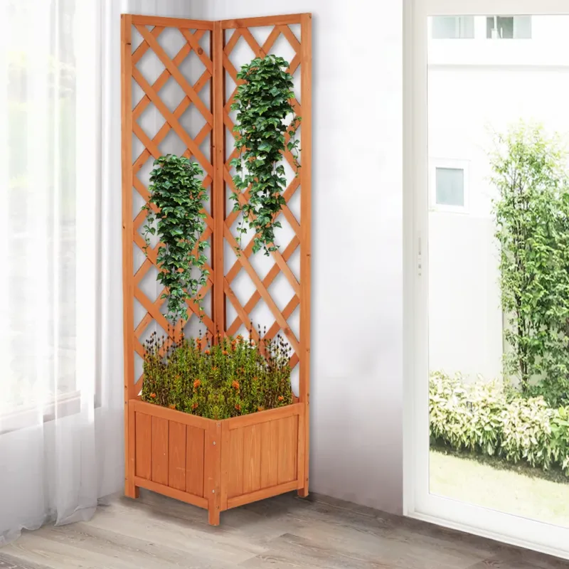 Promo Stagionale Fioriera Angolare Traliccio Esterno Porta Fiori e Rampicanti Angolo 40x40x145cm