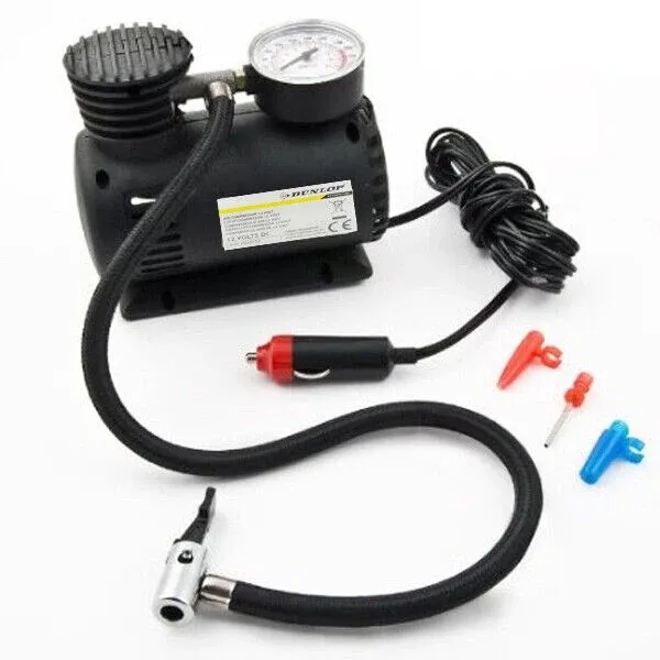 Spedizione Espresso Compressore Aria 12V 250 PSI 17 BAR Dunlop Portatile Per Auto Bici Accendisigari