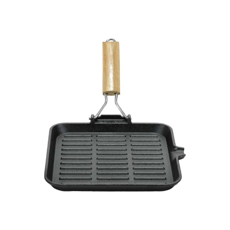 Bestseller Bistecchiera Antiaderente in Ghisa con Manico in Legno Pieghevole 24x24 cm