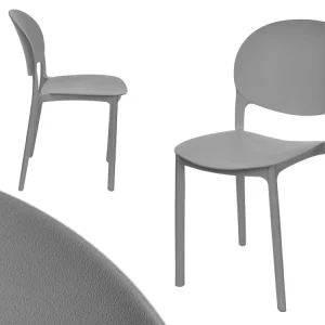 Soddisfatti O Rimborsati Set 4 Sedie da Tavolo in Termoplastica Impilabili Resistenti Impilabili Grigio