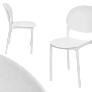 Set 4 Sedie da Tavolo in Termoplastica Impilabili Resistenti Impilabili Bianco Esclusivo