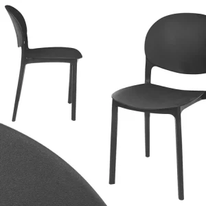 Offerta Limitata Set 4 Sedie da Tavolo in Termoplastica Impilabili Resistenti Impilabili Nero