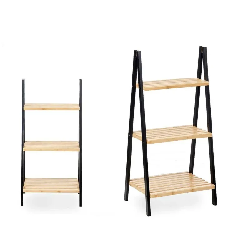 Sconto Scaffale da Bagno 3 Ripiani in Legno di Bambu 30x40,3x85cm Moderno Nero naturale