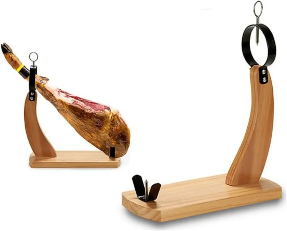 Prezzo Scontato Supporto Affetta Prosciutto in Legno per Stand Affettatore Colore Noce Naturale