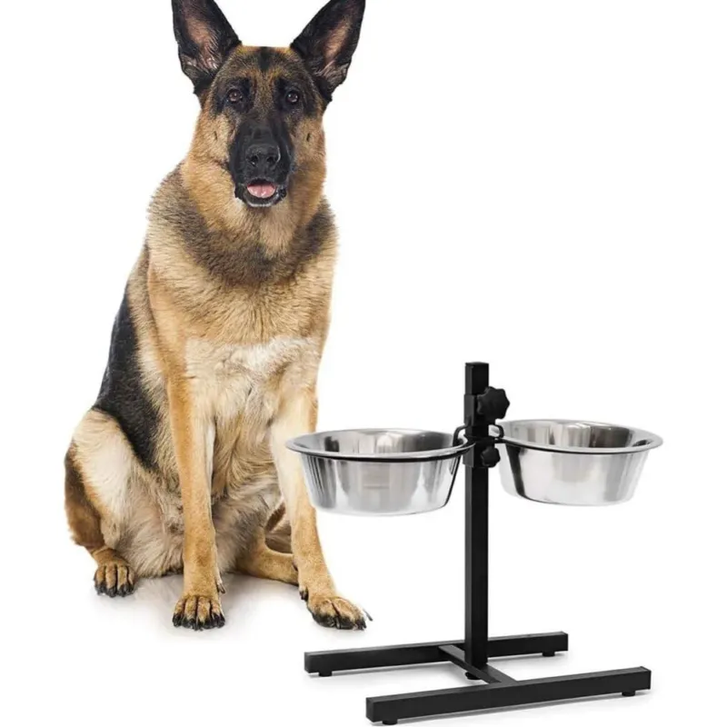 Ciotola Doppia per Cani con Supporto Regolabile 2 scodelle Acciaio , Ciotole 2Lt Affare