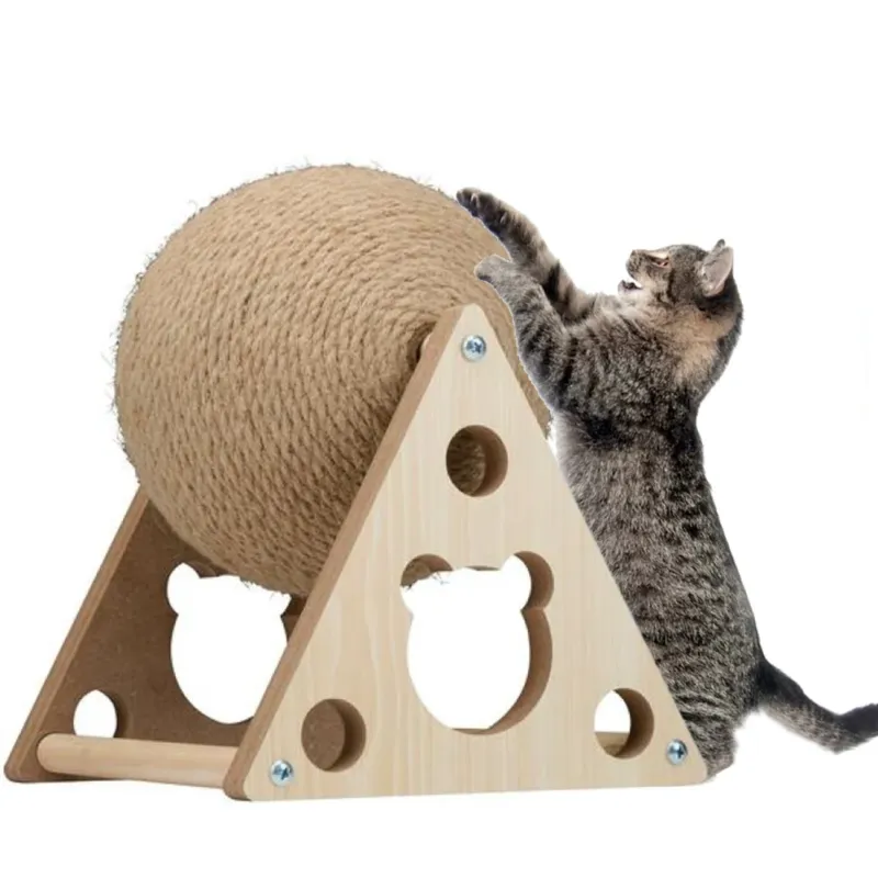 Acquista Ora Tiragraffi Beige Palla Girevole per Gatti Sfera Graffiatoio con Supporto 25x19cm