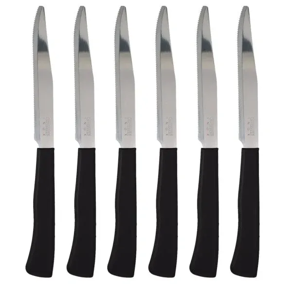 Coltelli da cucina 24pz Manico in Polipropilene Doppia Affilatura 22cm Nero Spedito Oggi