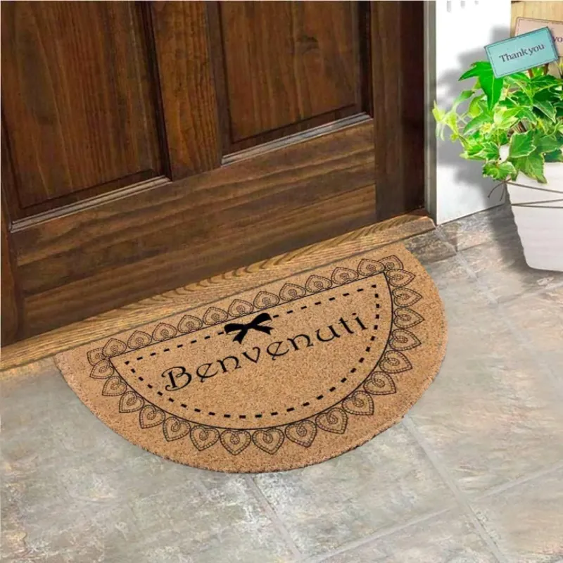 Zerbino in Cocco 36x68 Fondo in Gomma 1.6cm Decoro Benvenuti Antiscivolo tappeto Affare
