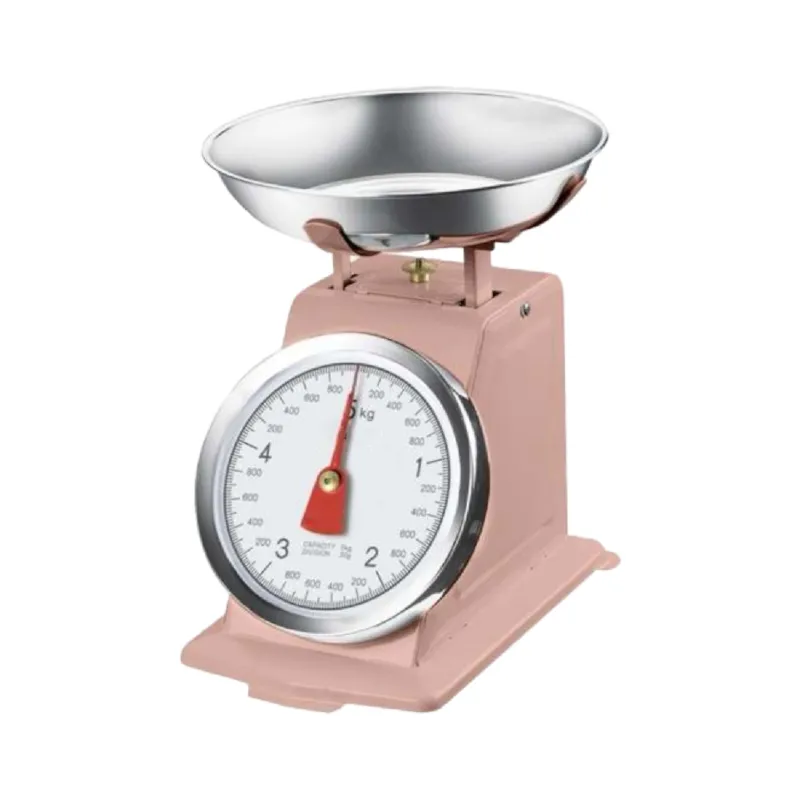 Bilancia da Cucina in metallo per cibo Rosa Max 5Kg Analogica Vassoio in Acciaio Non Perdere