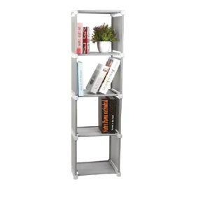 Scaffale Multiuso 4 Ripiani Salvaspazio in TNT Resistente Altezza 125cm Grigio Soddisfatti O Rimborsati
