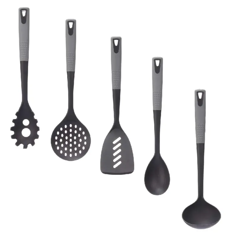Popolare Kit 5 Utensili Cucina Mestoli in Polipropilene Manico Soft Antiaderenti nero