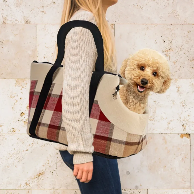 Consegna Rapida Trasportino Borsa Animali Stoffa Morbida con Cerniera e Tracolla 40x28 H 39 cm