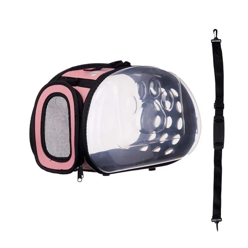 Promozione Trasportino per cane gatto Trasparente con Maniglia Tracolla 37x17 H22cm Rosa