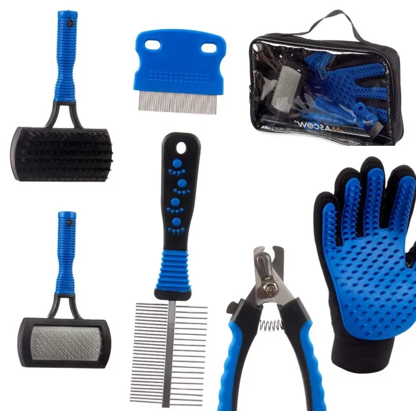 kit da Bagno per Animali 6pz con Borsetta da viaggio Toilettatura Cane Gatto Prezzo Ridotto