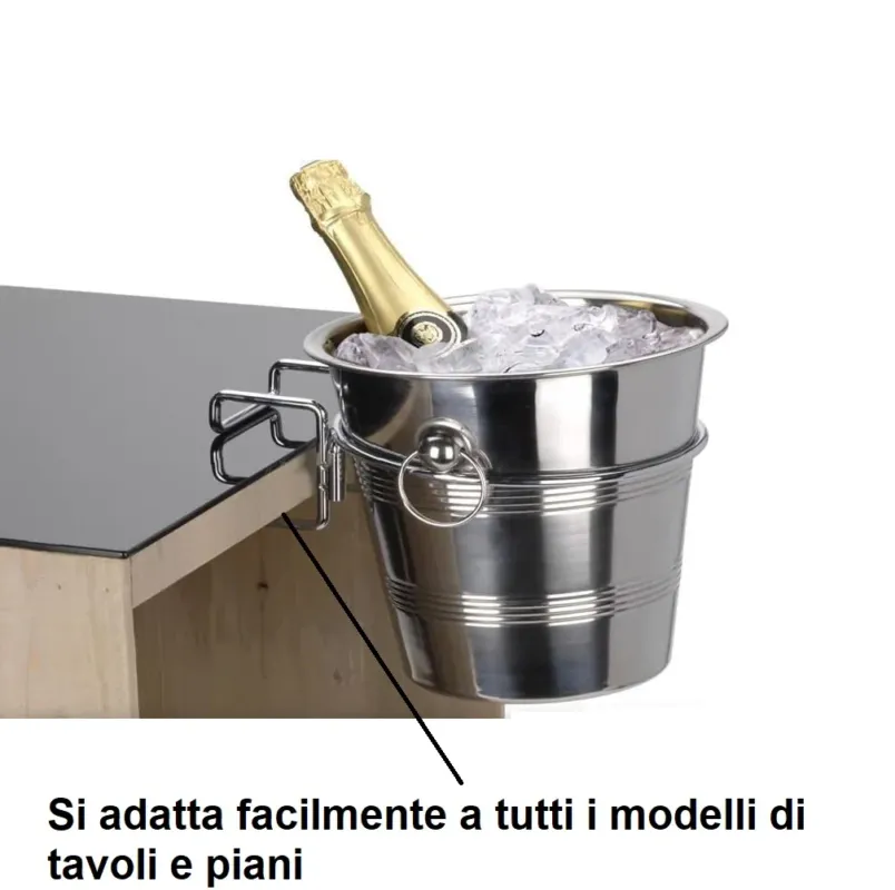 Supporto spumante in Metallo Cromato Secchiello Ghiaccio Supporto da Tavola 18cm Offerta