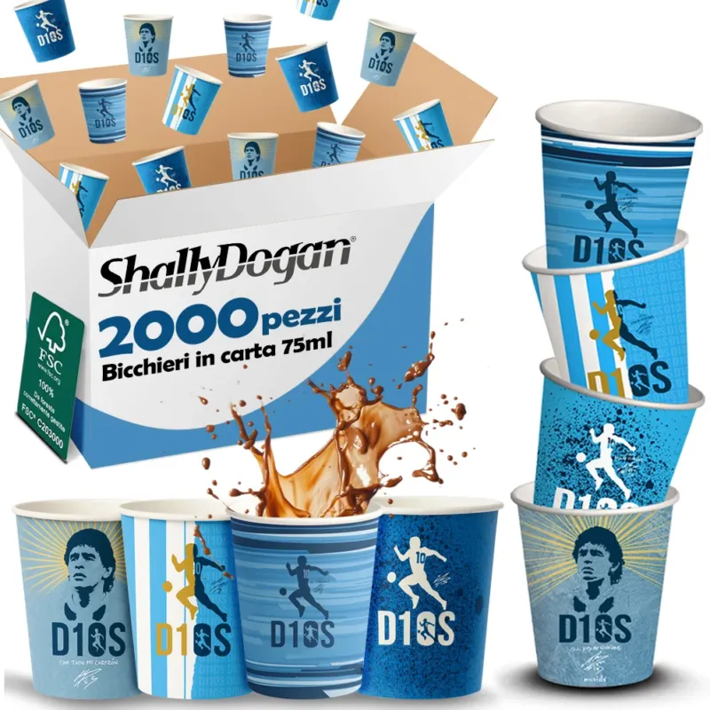2000 Bicchierini da Caffè Monouso Decoro D10 S Bicchieri 75ml Usa e Getta Miglior Prezzo