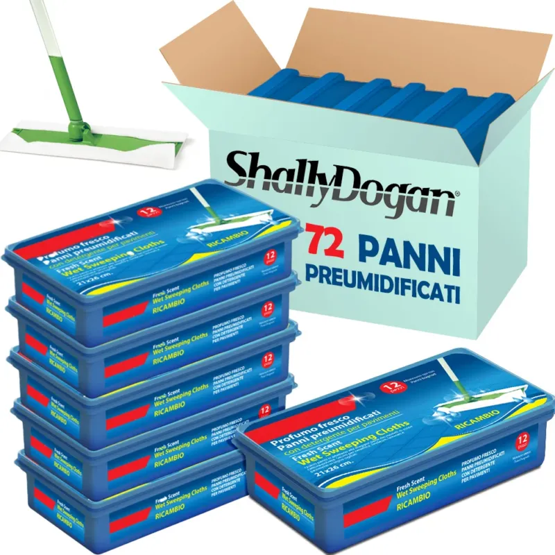Box 72 Panni Umidi in PVC Preumidificati MOP Detergente Profumo Fresco 21x26cm Compra Oggi Stesso