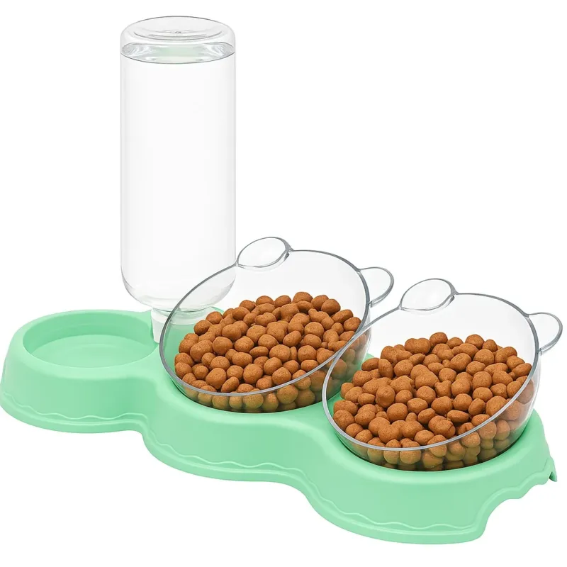 Scelto Dai Clienti Mangiatoia Cani Gatti 3 Posti in ABS Colorato con Ciotole cibo e Dispenser Acqua 500ml vari colori