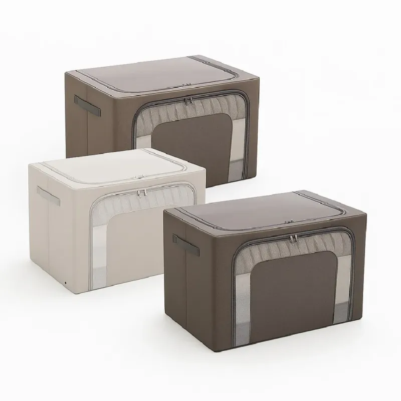 2 Scatole Pieghevoli per Armadio 60x42x40 con Struttura in Metallo e Tessuto Resistente Promozione